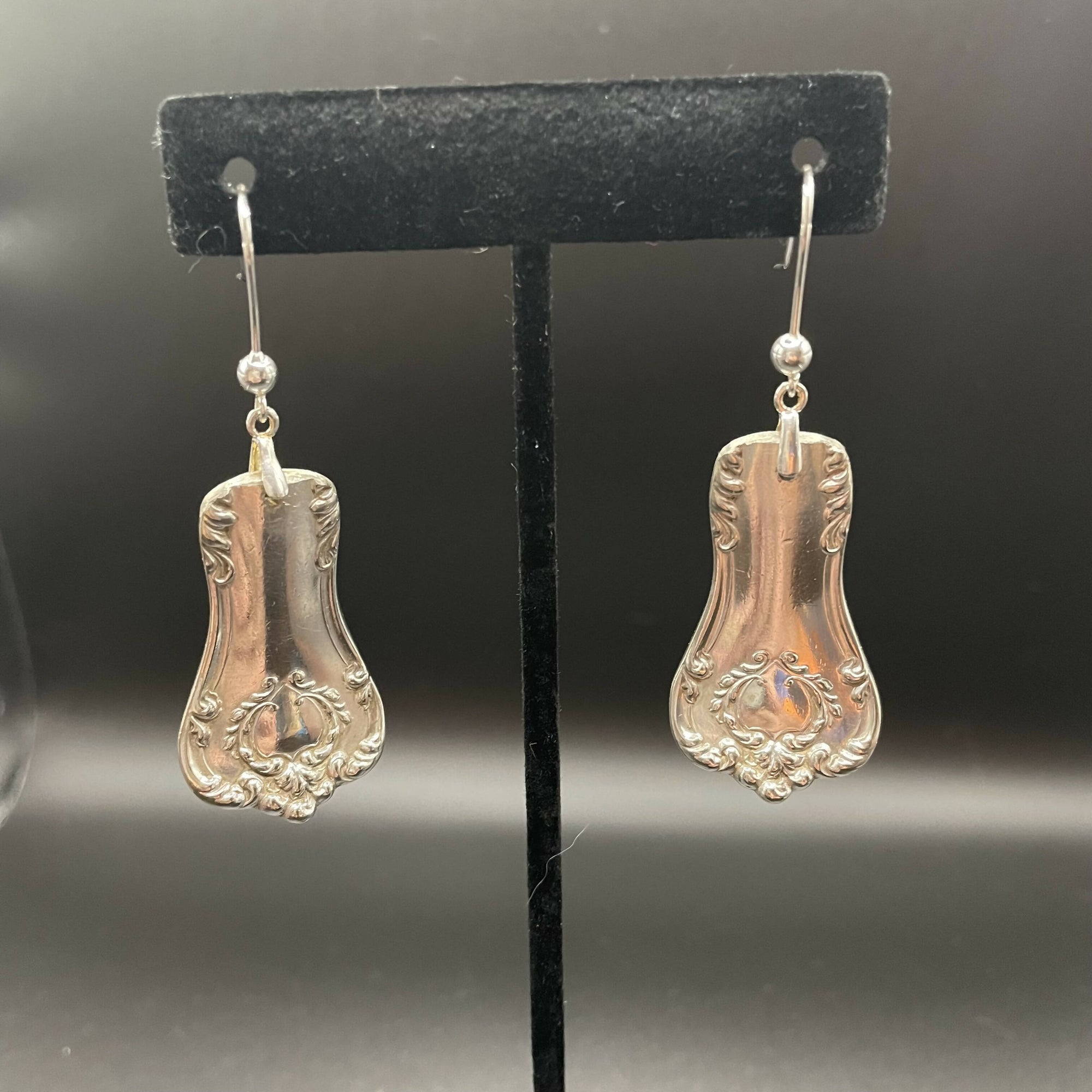 Repurposing By Glenna | Hour-Glass Shaped Floral Silver Spoon Earrings