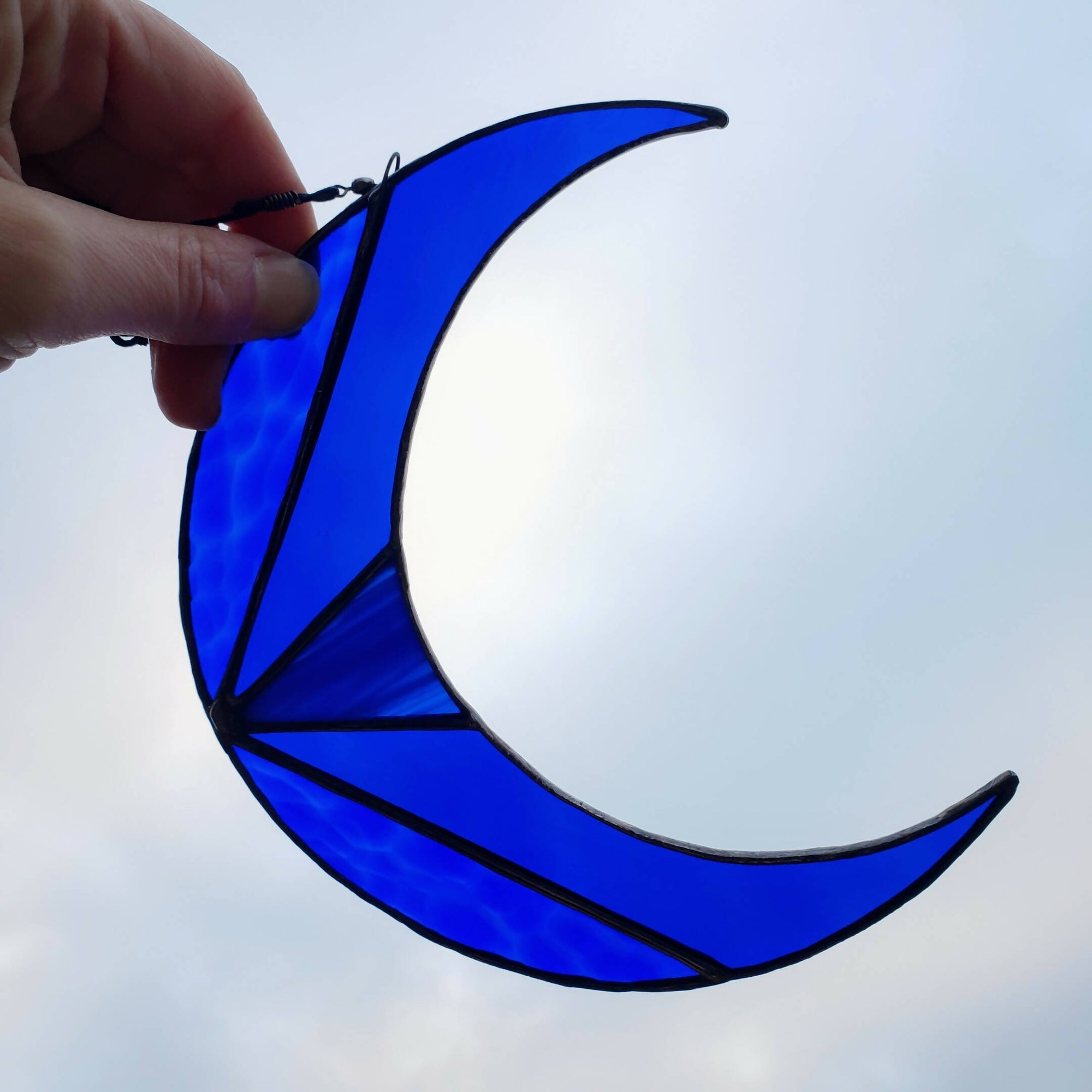 Feather and Fibres | Stained Glass Crescent Moon Suncatcher