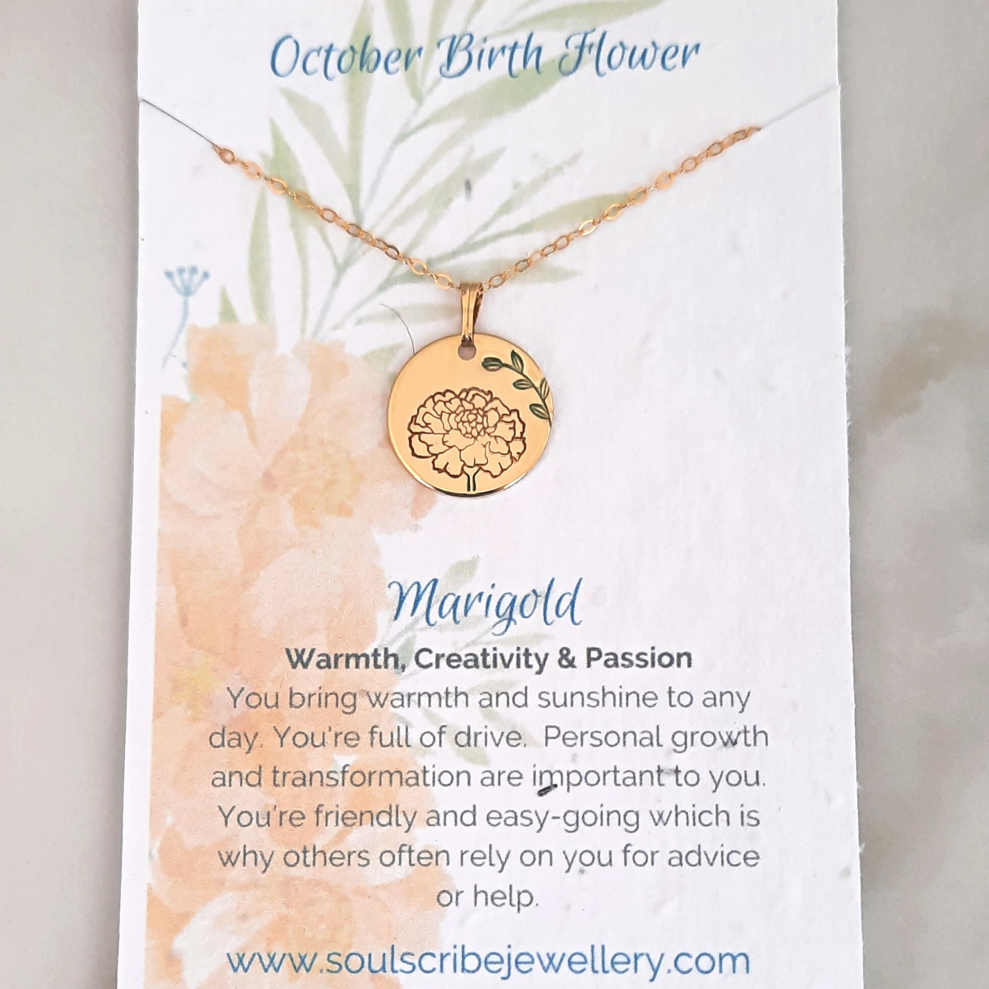 Soul Scribe Jewellery | Birth Flower Necklace Gold