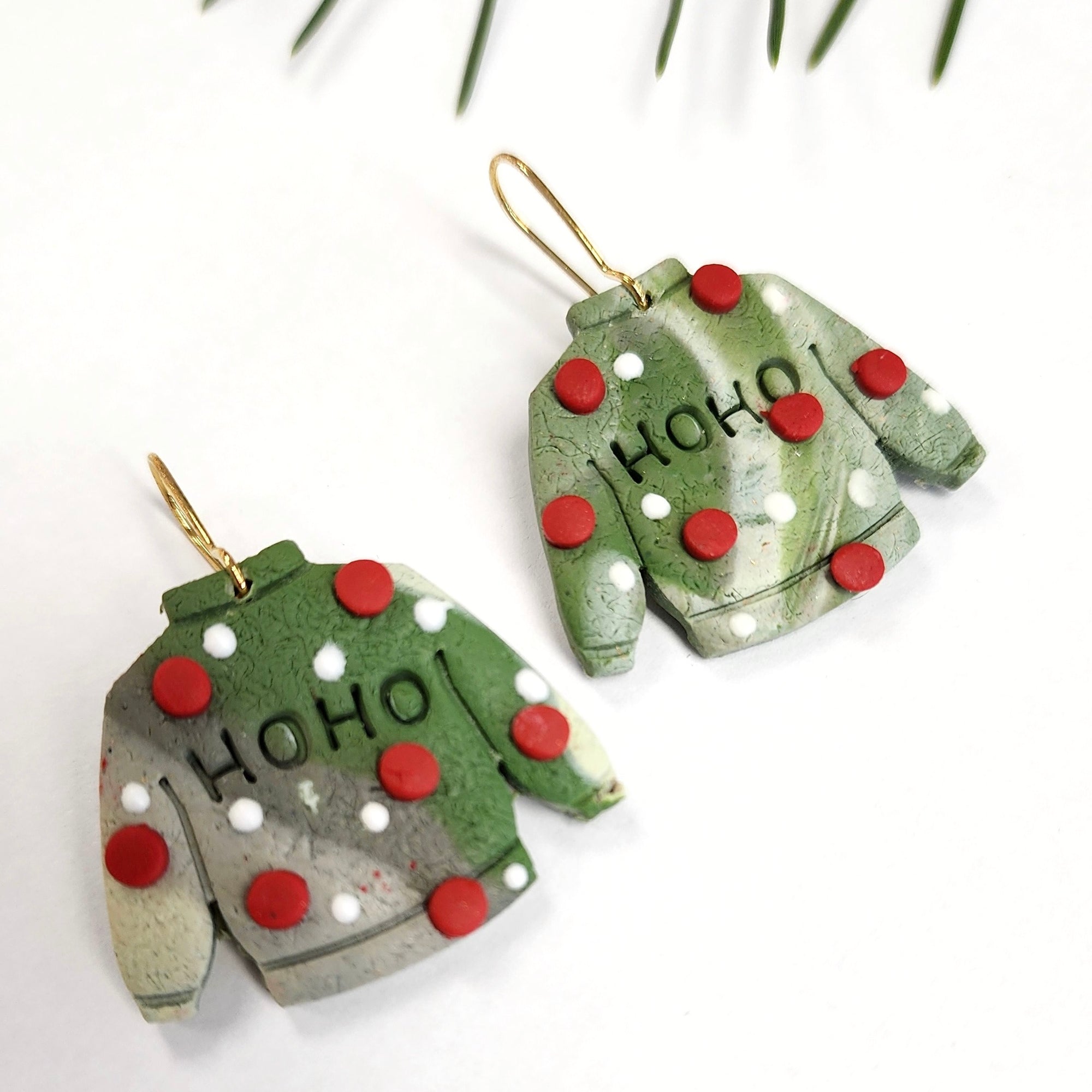 DewDrop Inc.  | Christmas Sweater Polymer Clay Earrings