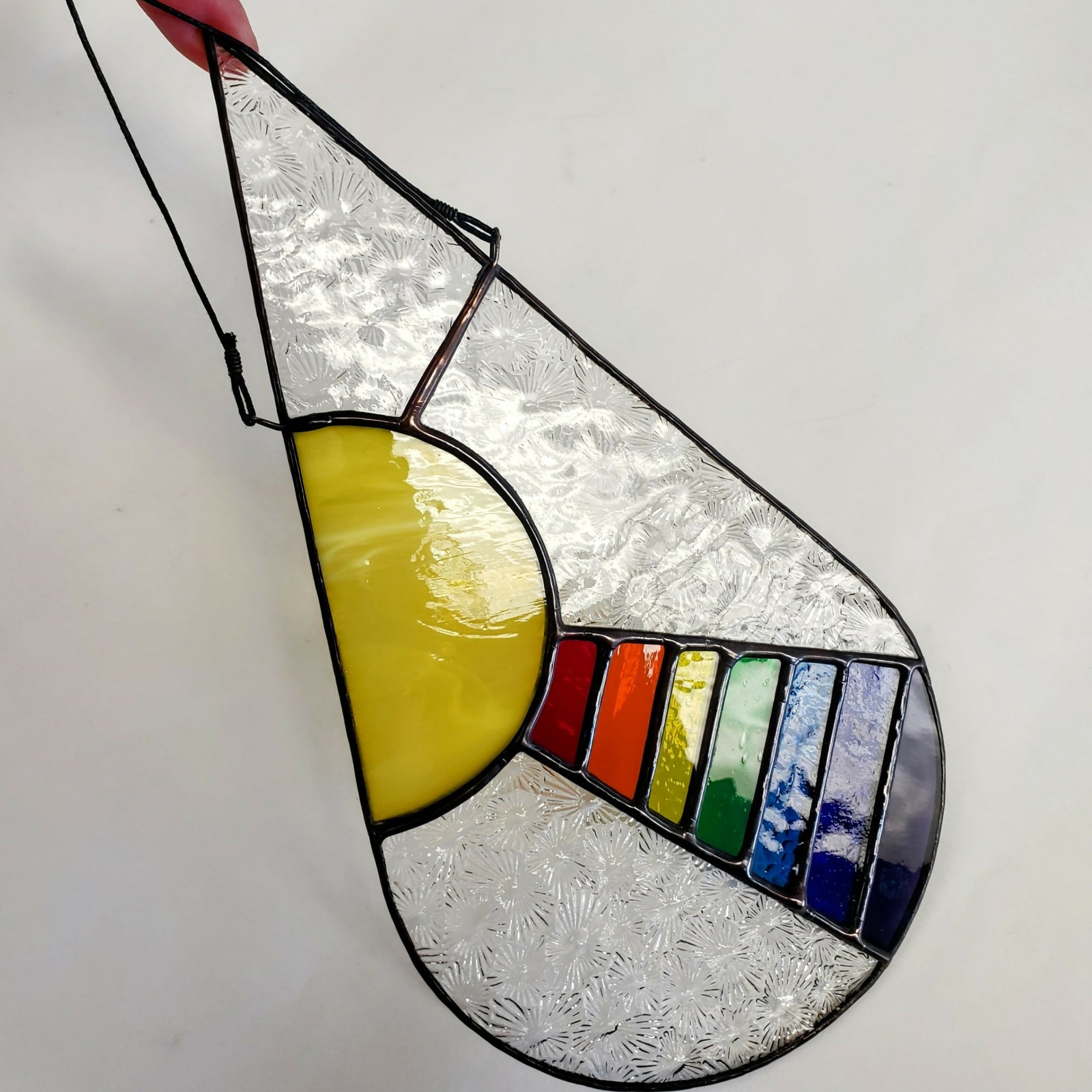 Feather and Fibres | Stained Glass Rainbow Drop Suncatcher