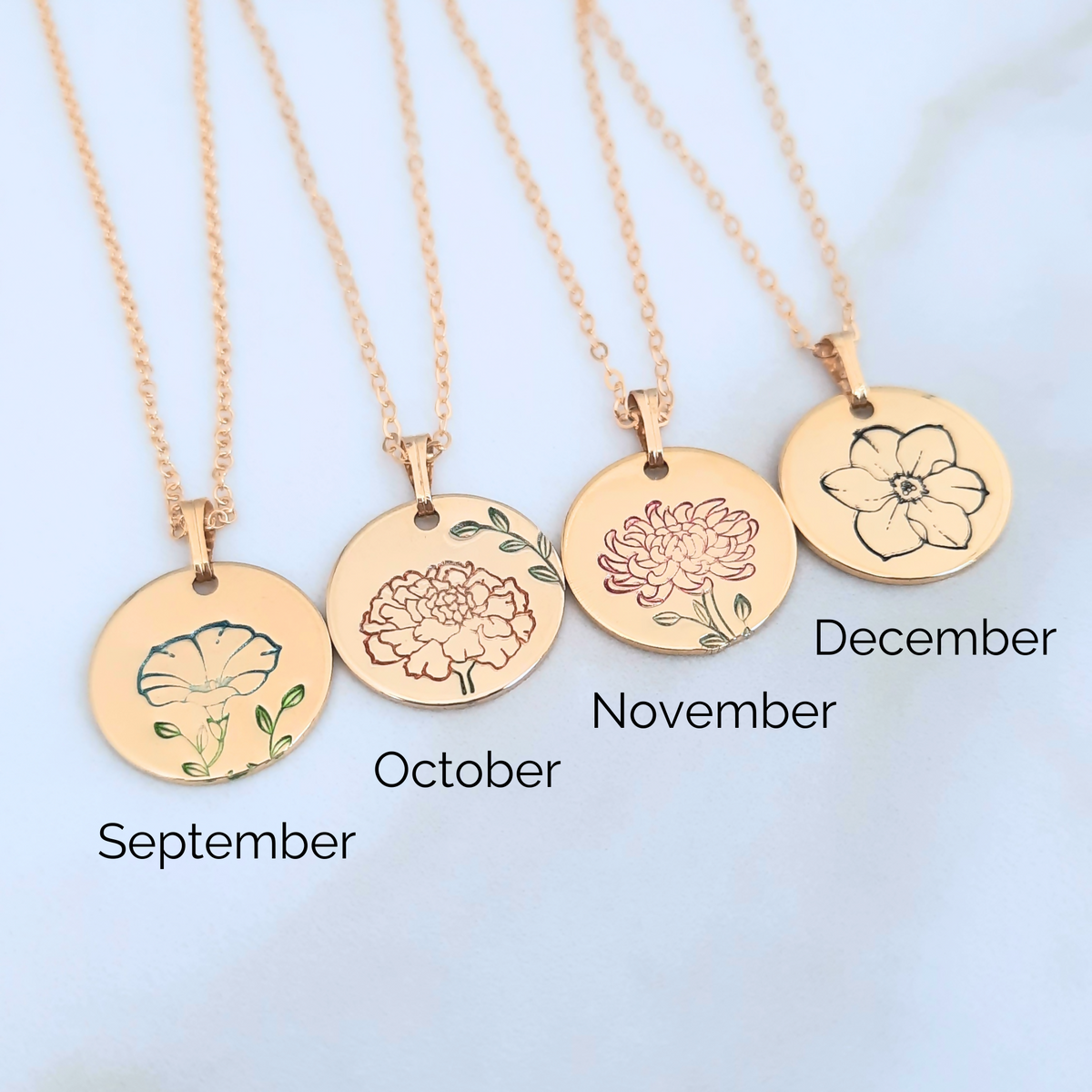 Soul Scribe Jewellery | Birth Flower Necklace Gold