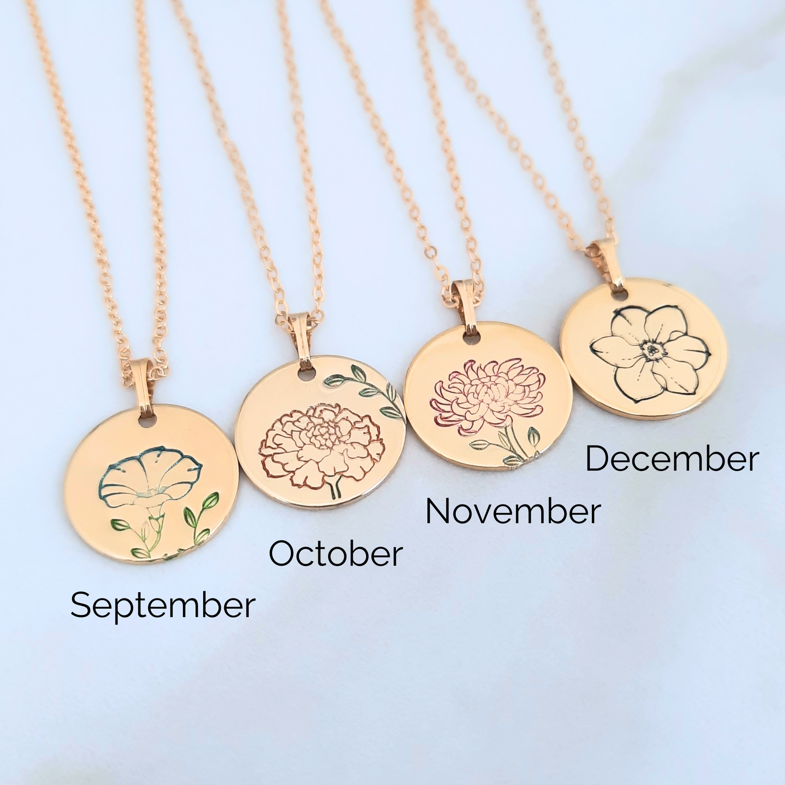 Soul Scribe Jewellery | Birth Flower Necklace Gold