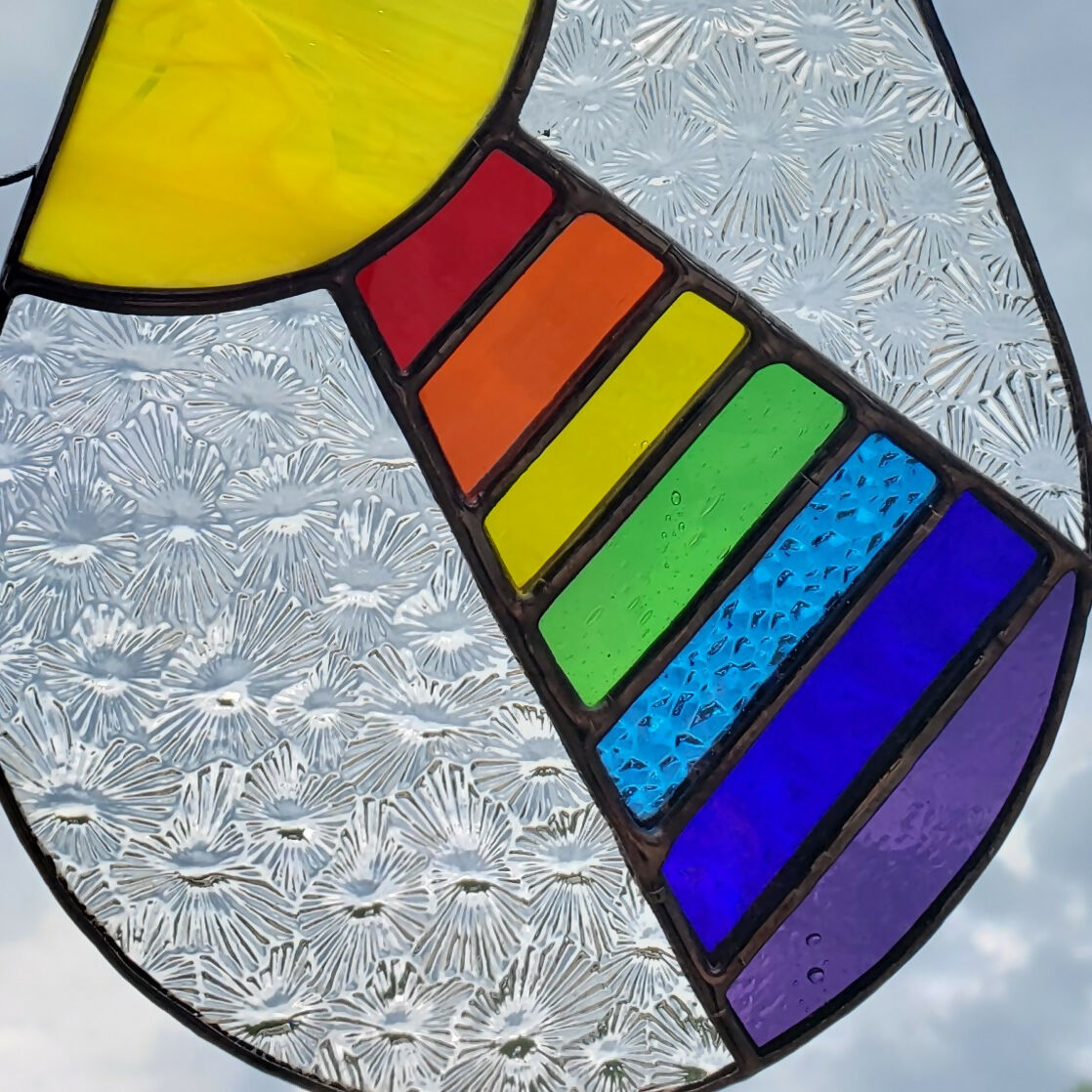 Feather and Fibres | Stained Glass Rainbow Drop Suncatcher