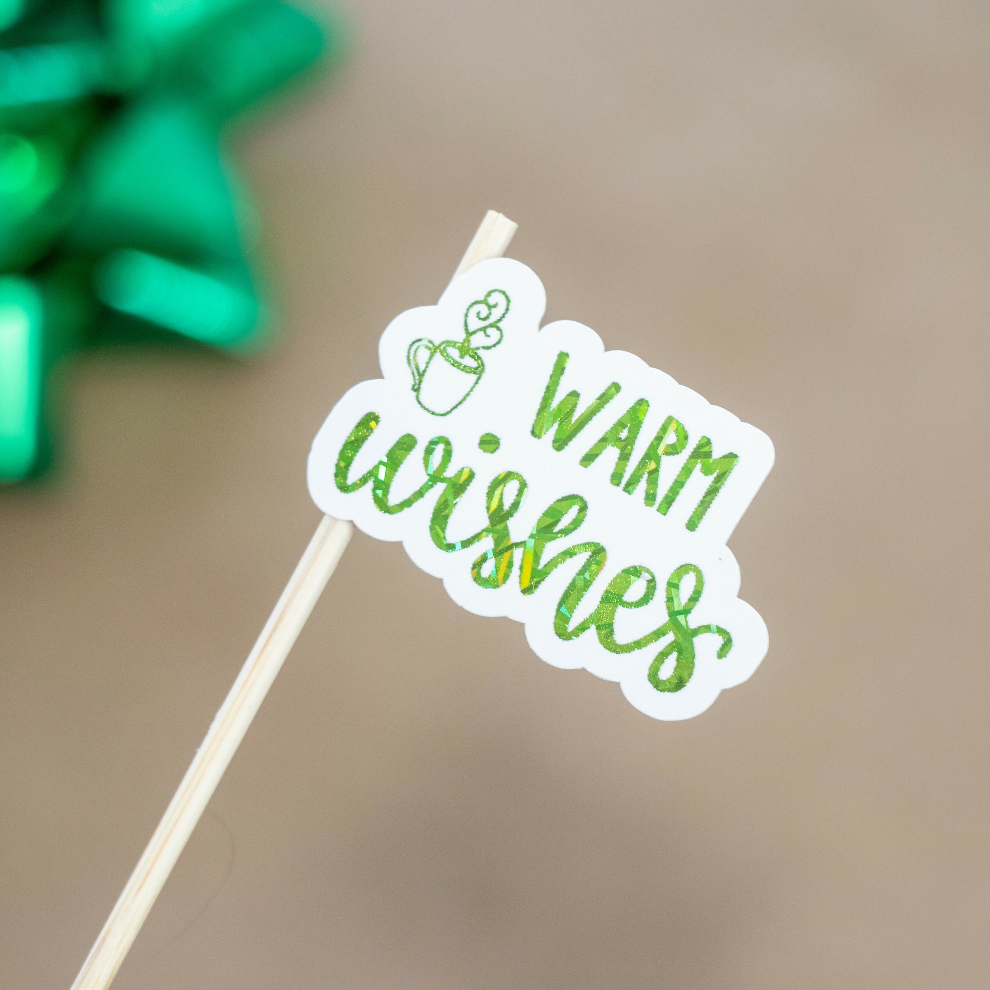 1.5 Inch Green Coffee Warm Wishes - 1