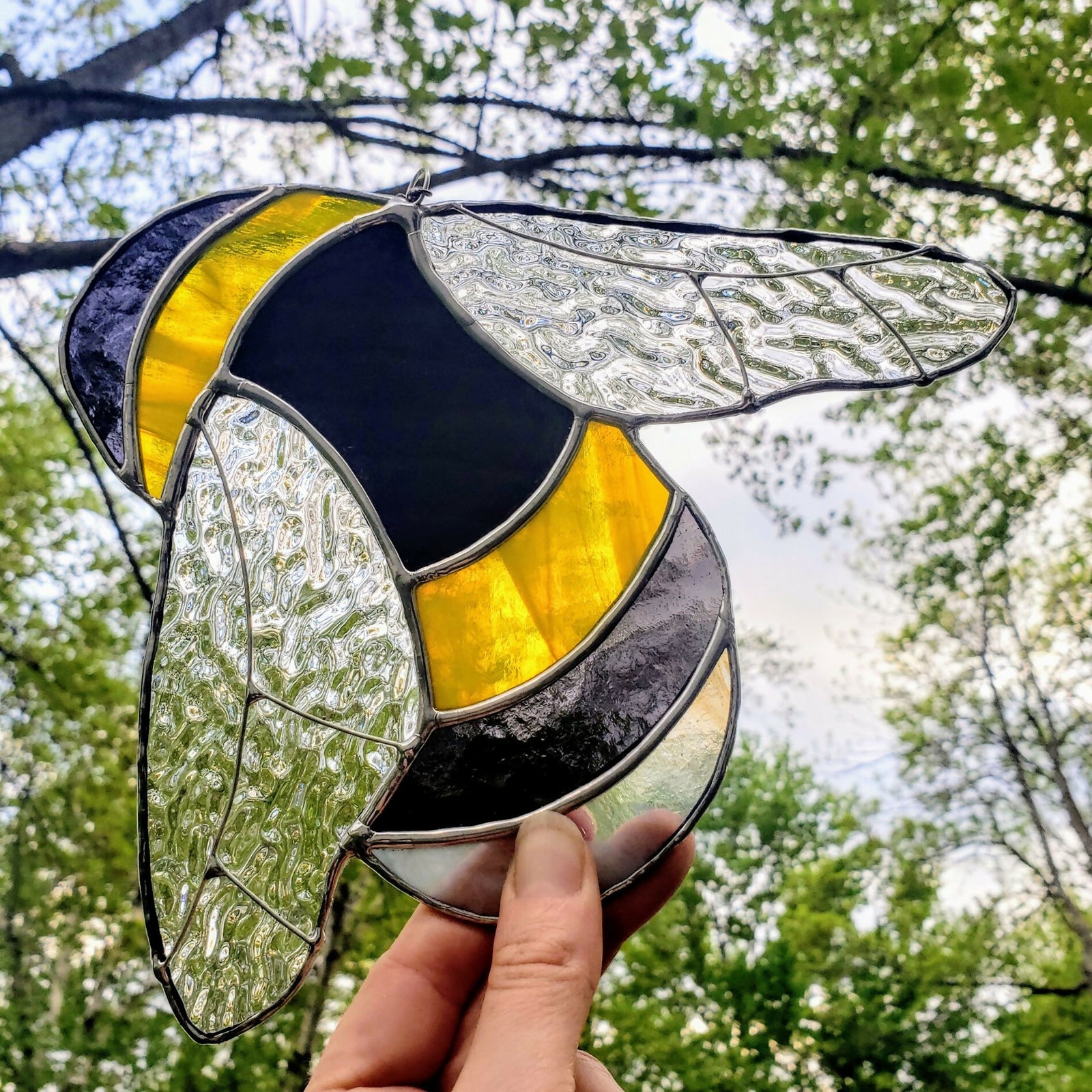 Feather and Fibres | Stained Glass Bee Suncatcher