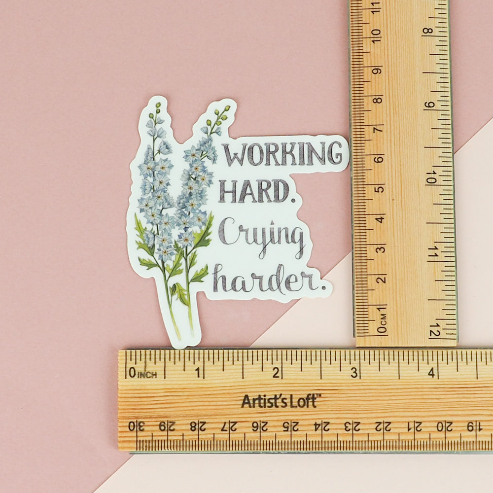 Naughty Florals | Vinyl Sticker | Working Hard. Crying Harder.