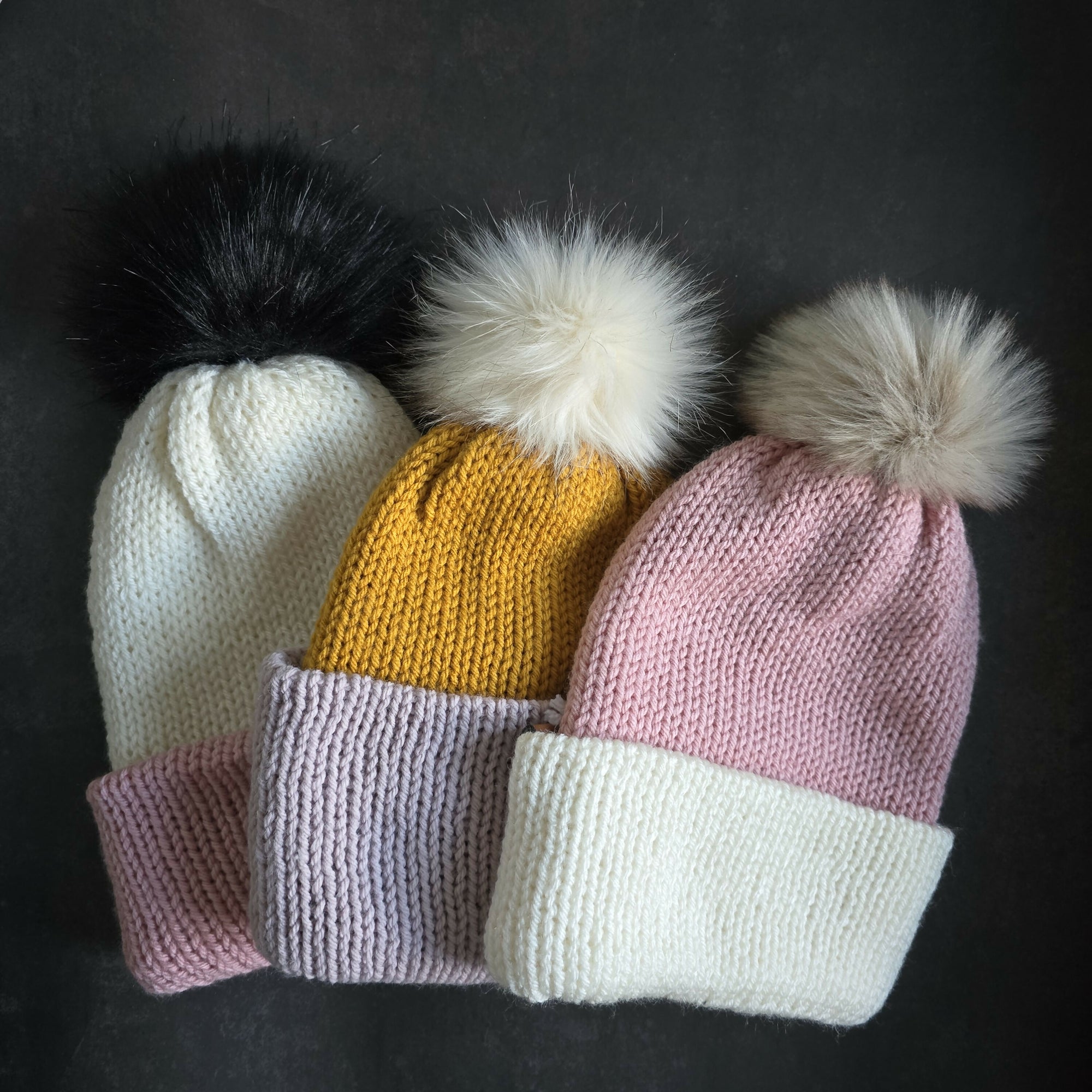 Namarie Knits | Two-Toned Faux Fur Pom Pom Hat