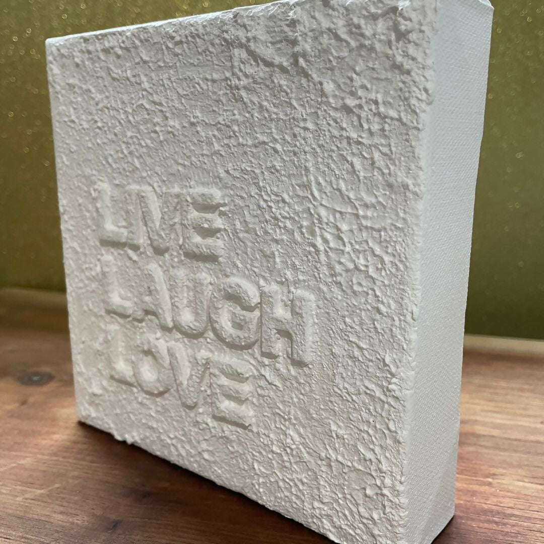 Glitter Designs Studio | LIVE LAUGH LOVE (Textured Word Art / Mini Canvas Block)