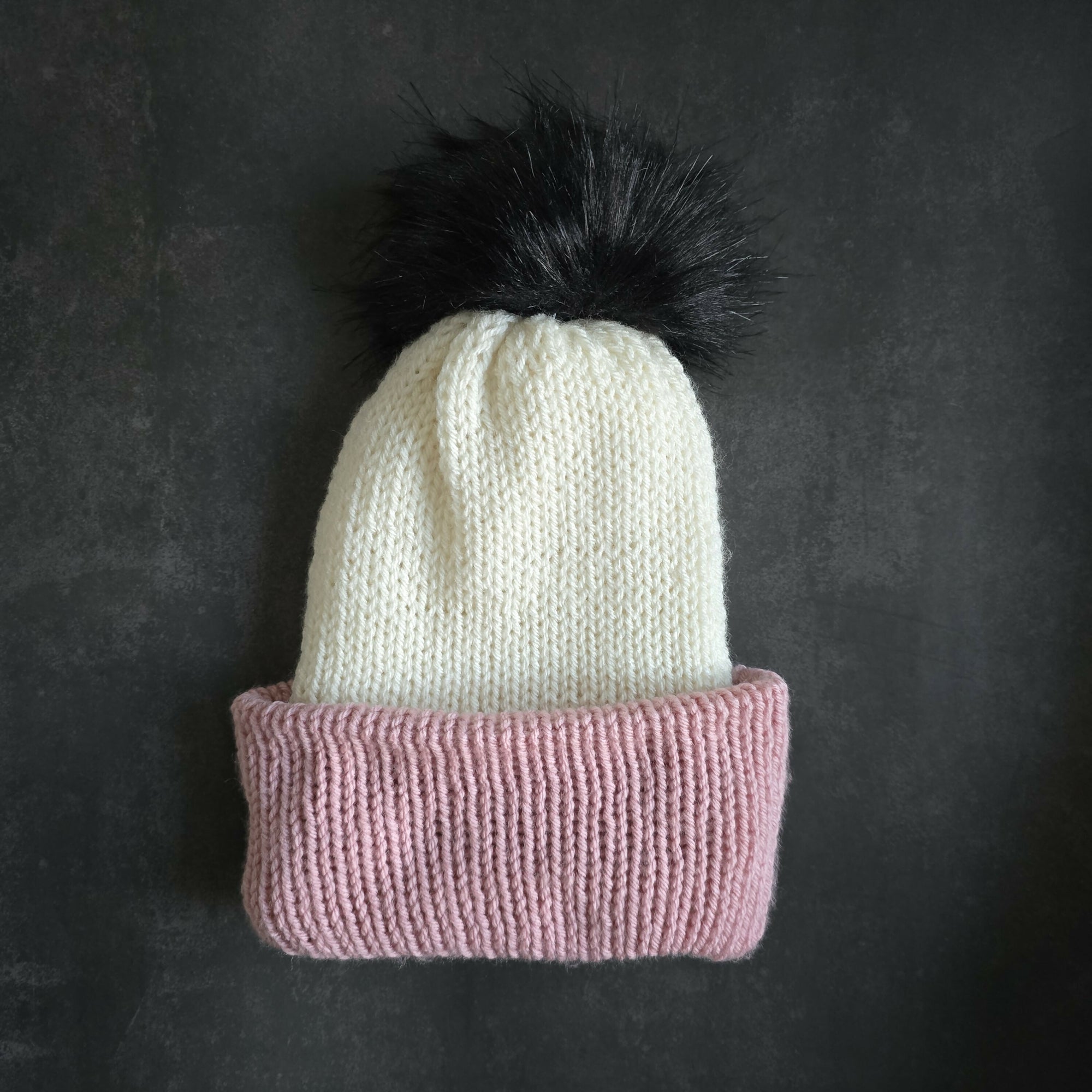 Namarie Knits | Two-Toned Faux Fur Pom Pom Hat