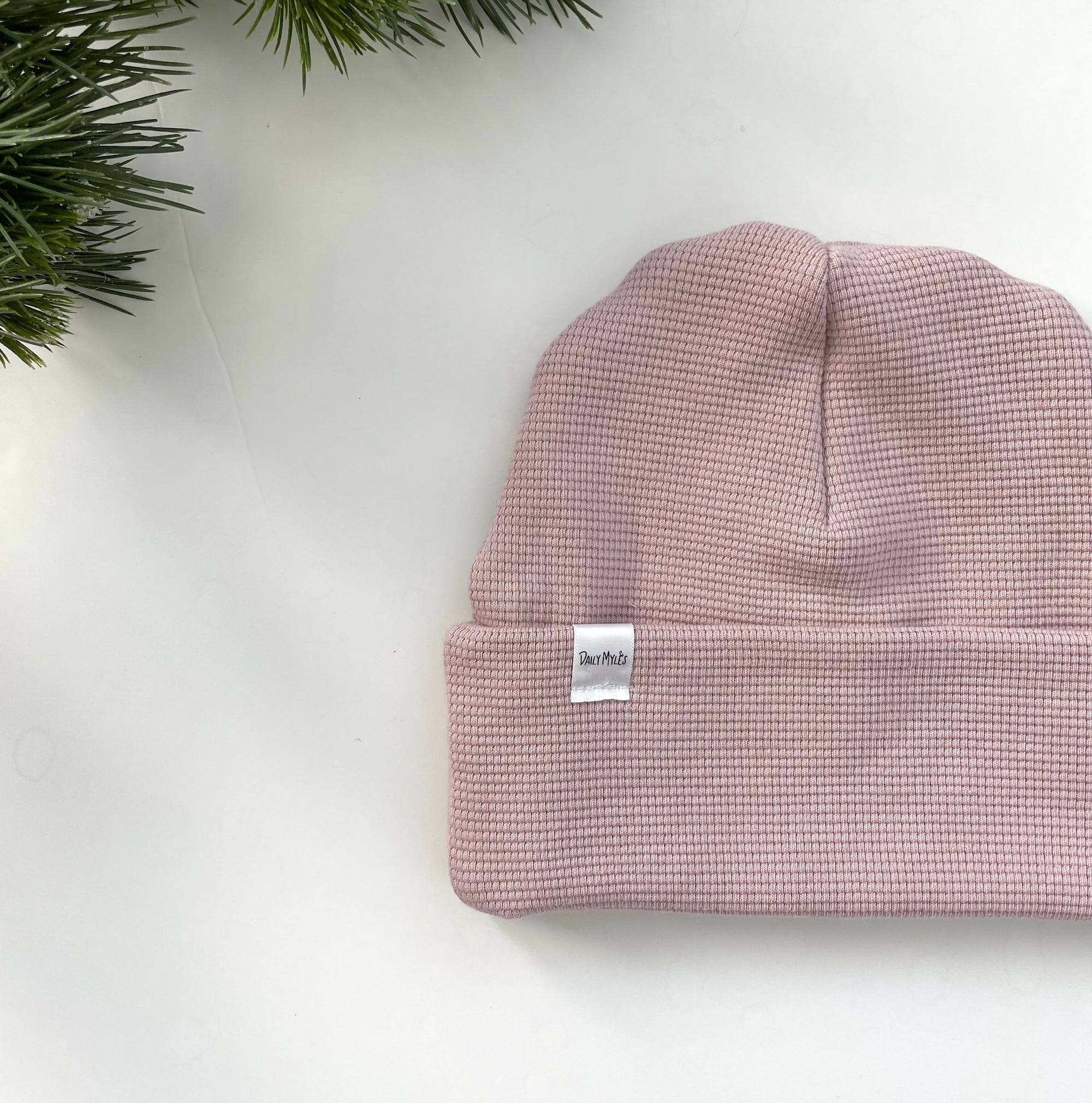 Pink Waffle Knit Beanie