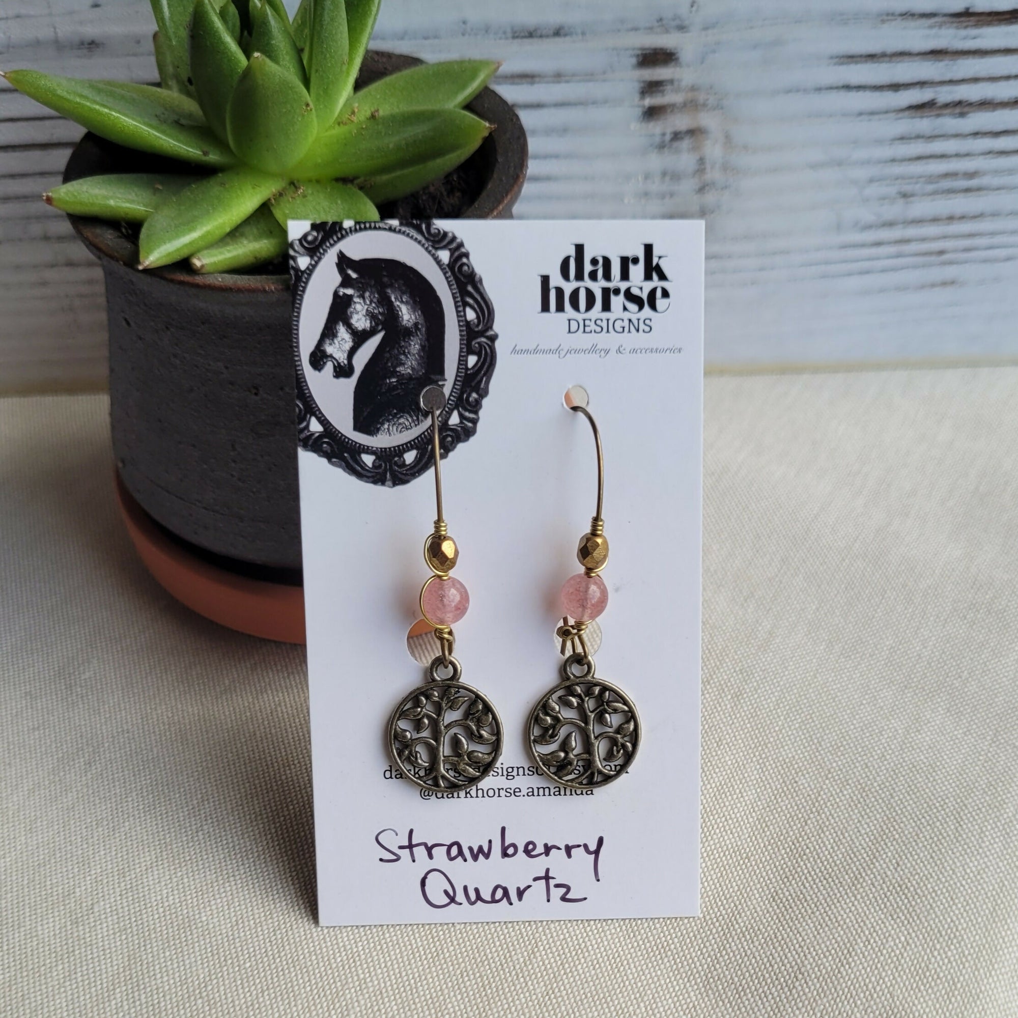 Dark Horse Designs | Tree of Life Gemstone and Brass Earrings