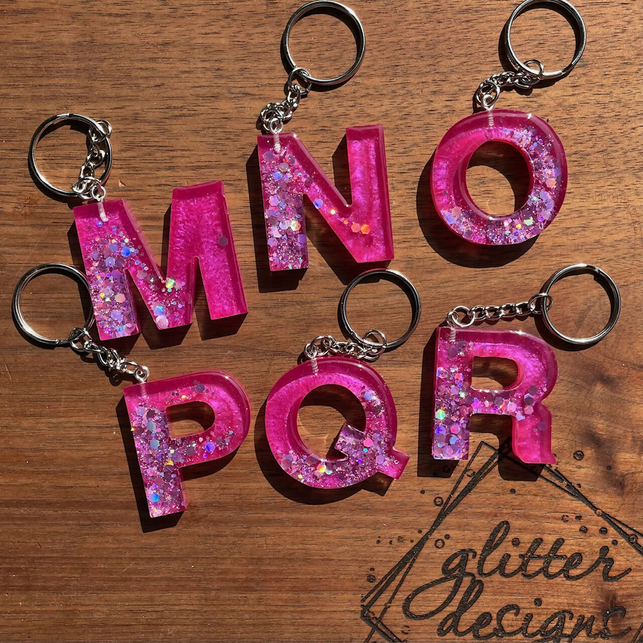 Glitter Designs Studio | PRETTY IN PINK (Resin Monogram Keychains)