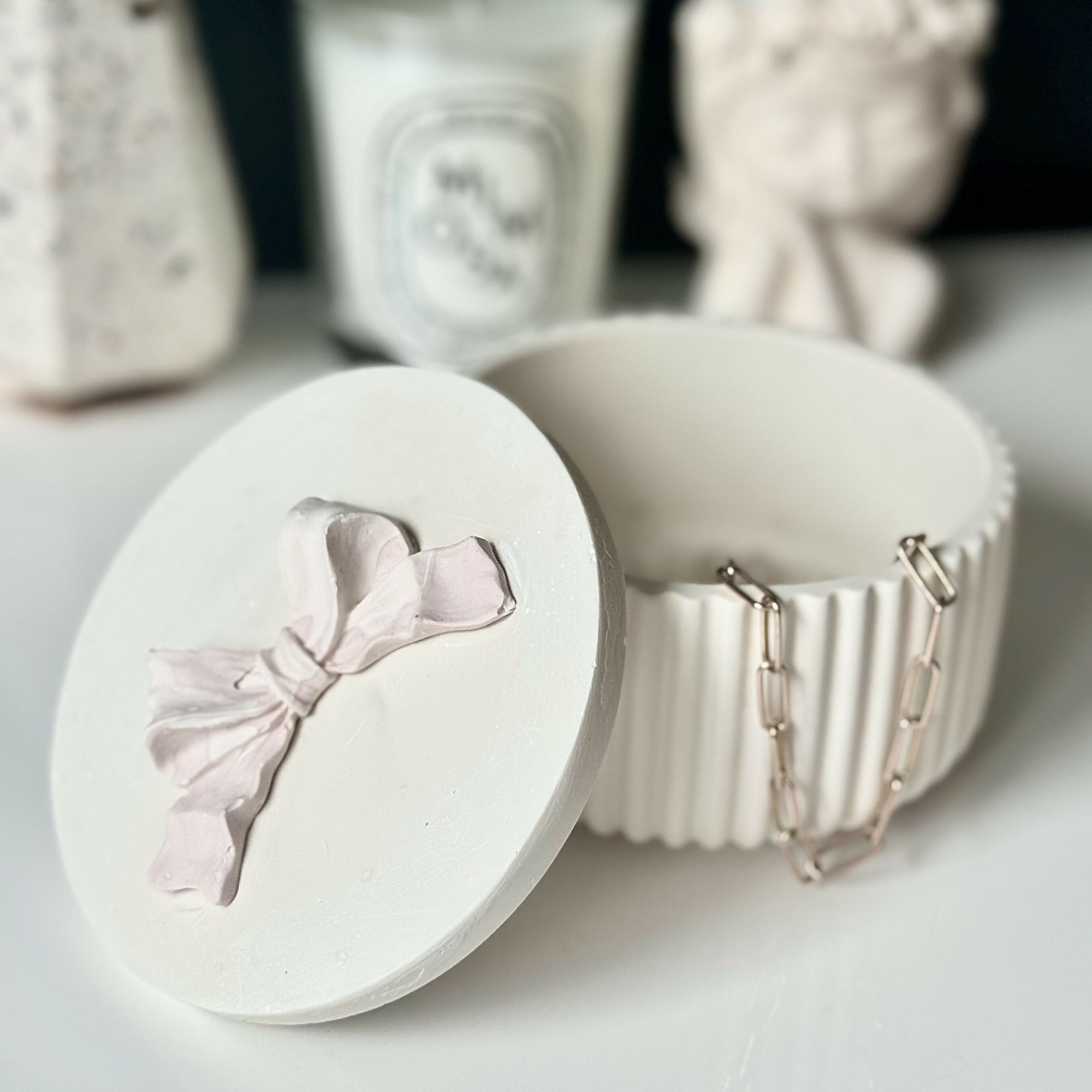 Chic Chaos Home | Bow Trinket Jar