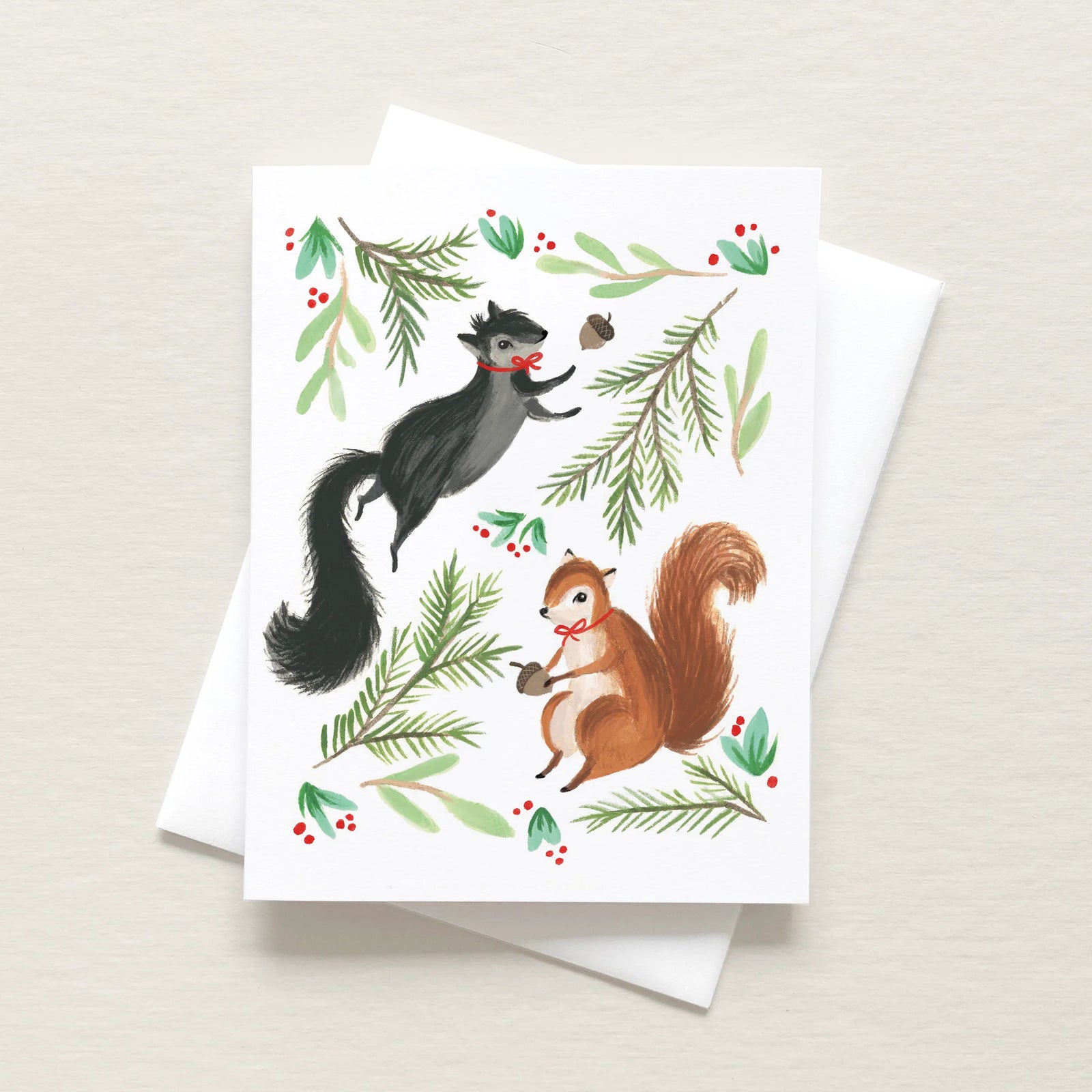 Emilie Simpson Art and Design | Holiday squirrels card