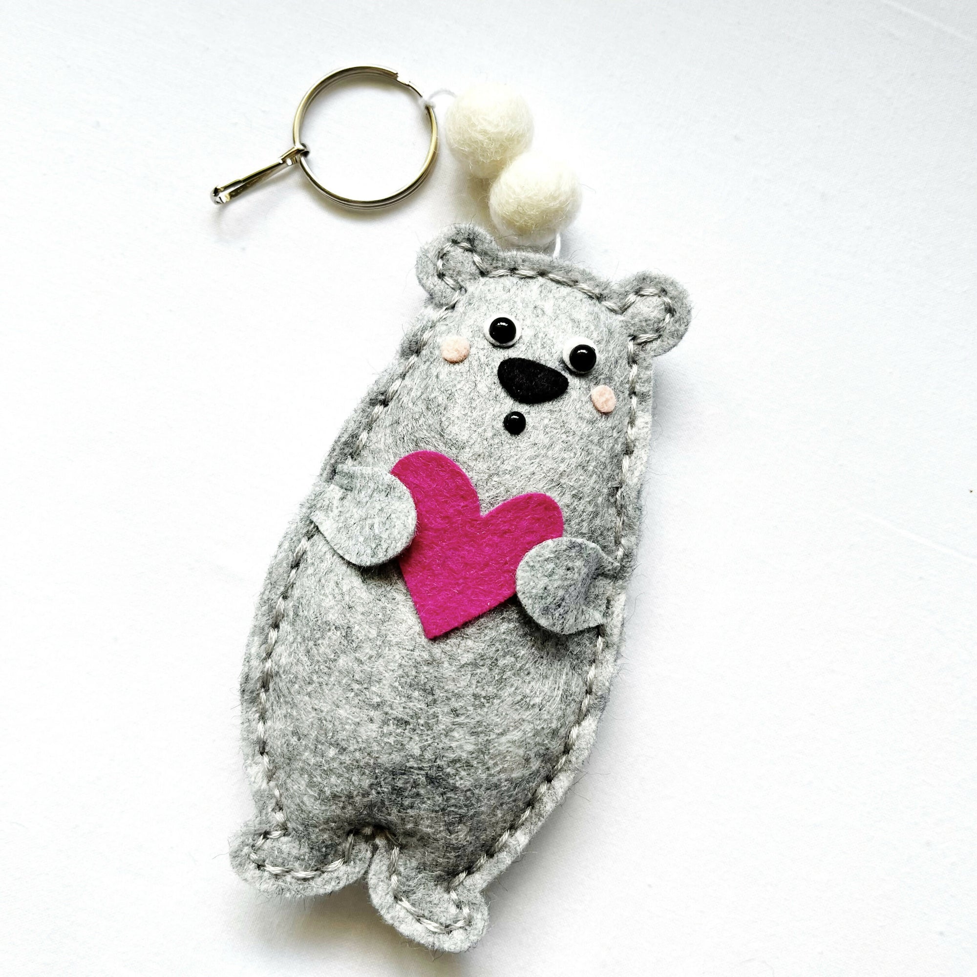 The Annex Felt Studio | Backpack Charm: Heart Bear