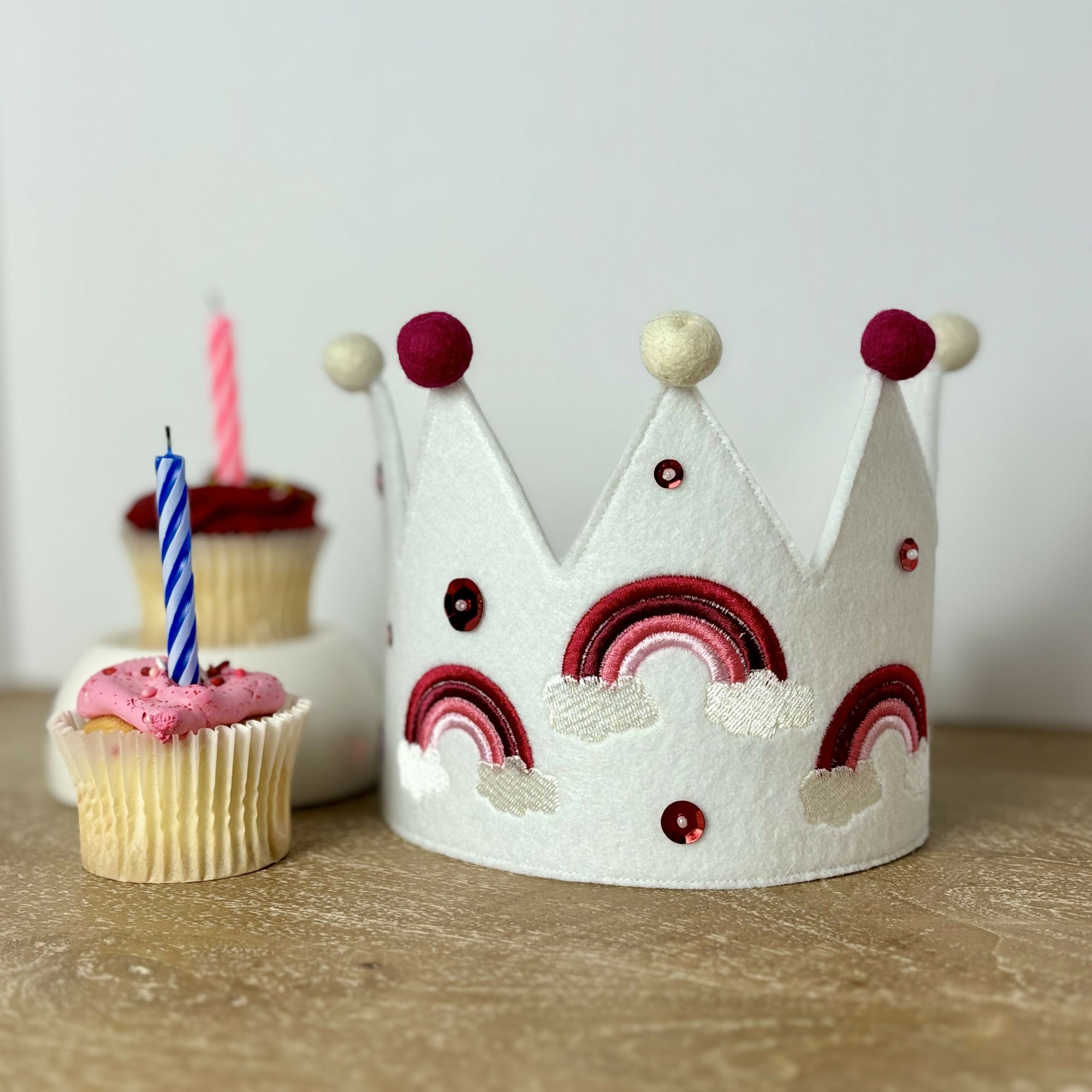 Little Sprout By Sarah | Pink Triple Rainbow Sequin Crown