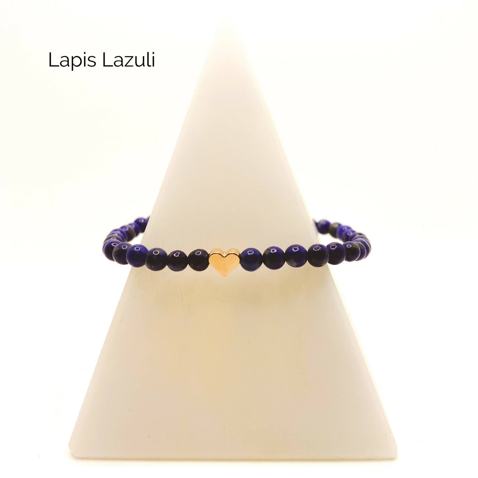 White Lotus Gems | 4mm Gemstone Bracelets with 18kt Gold Plated Heart