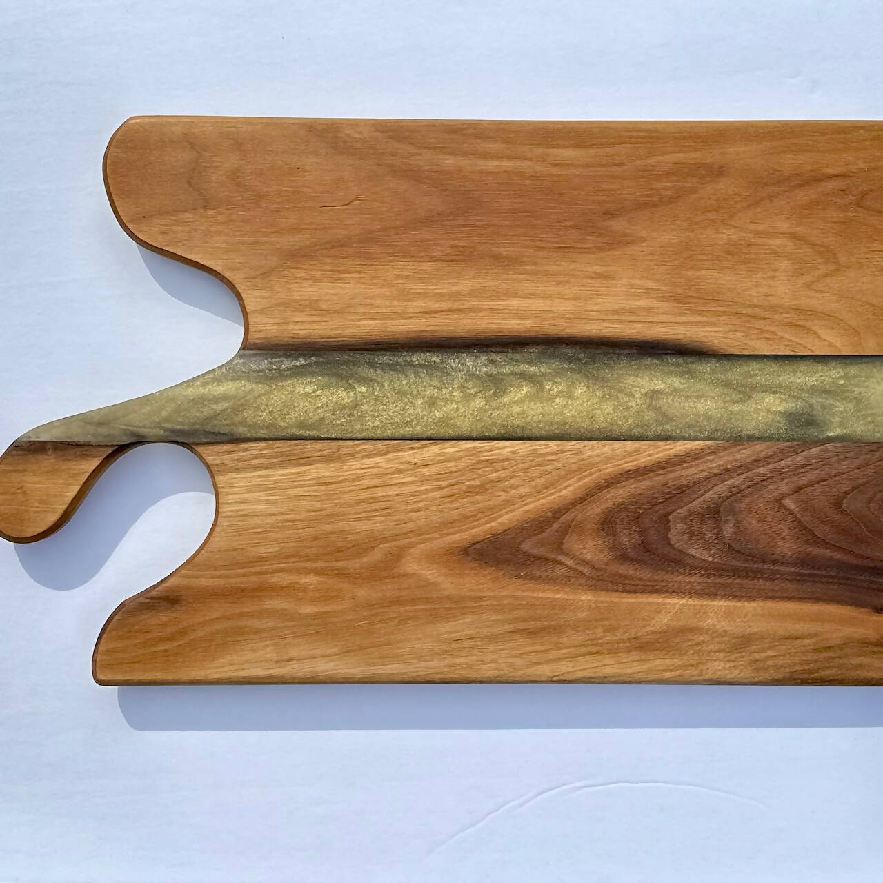 Maple Works Designs | Walnut and Gold Epoxy River Board
