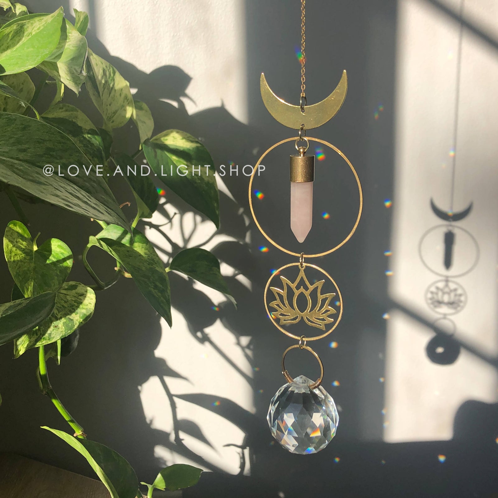 Love + Light | Lotus + Rose Quartz Suncatcher