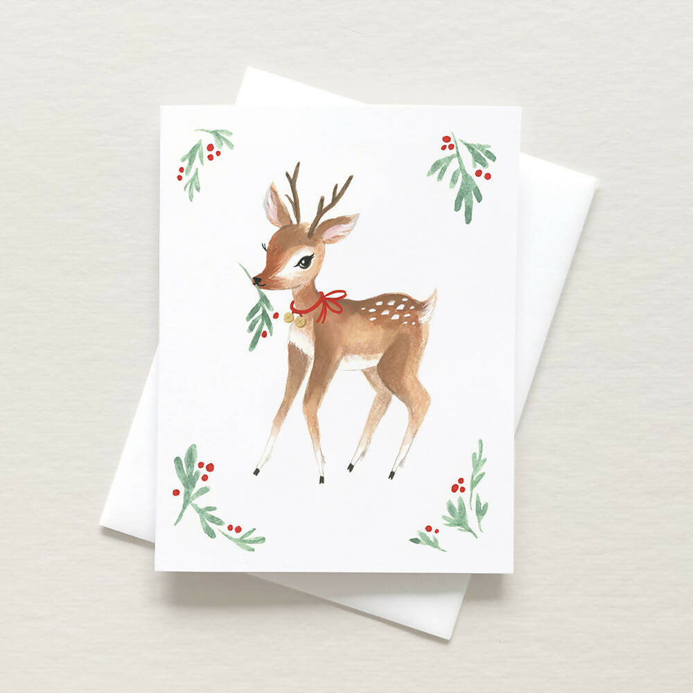 Emilie Simpson Art and Design | Festive Fawn Card