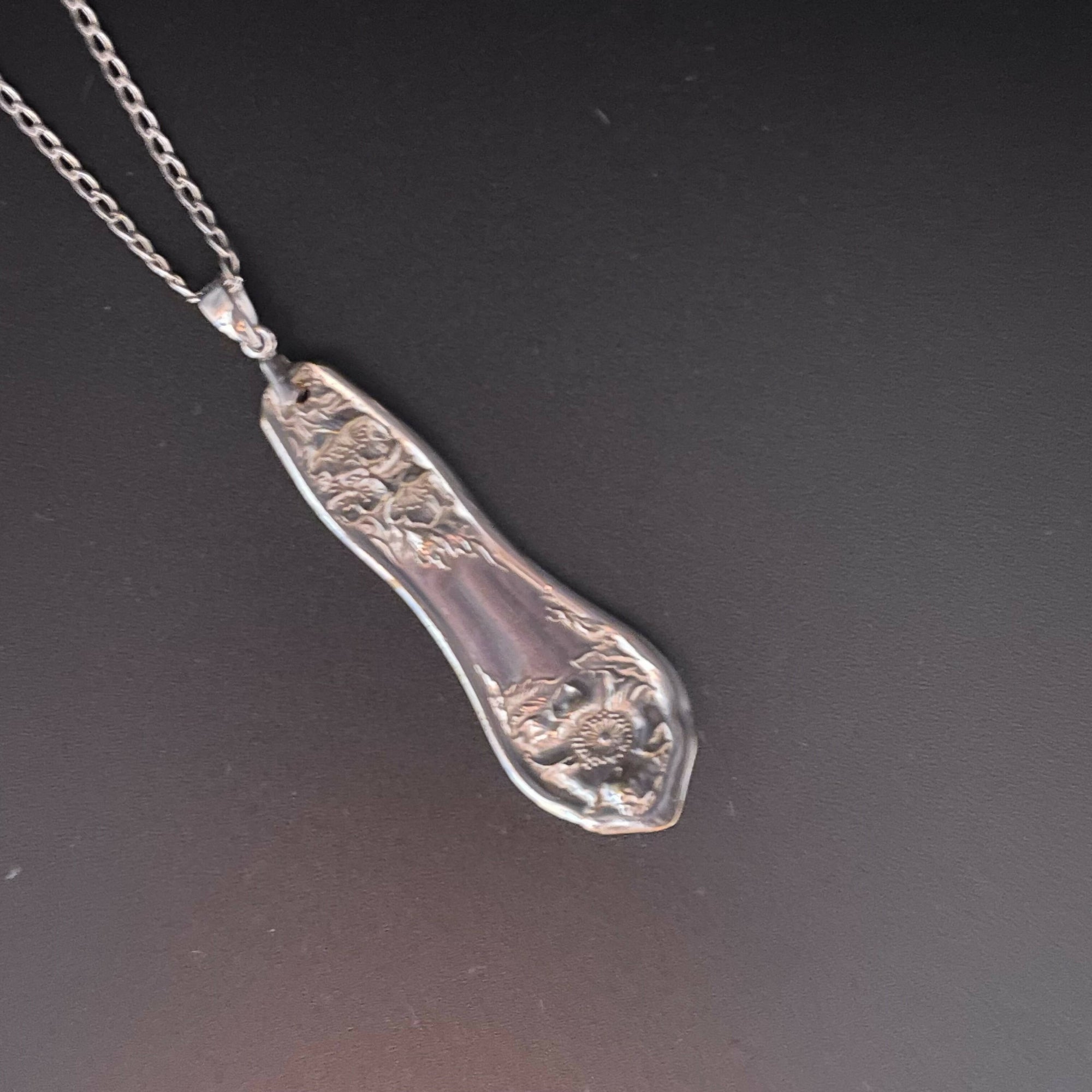 Repurposing By Glenna | Floral Silver Spoon Pedant on 30" Sterling Silver Chain