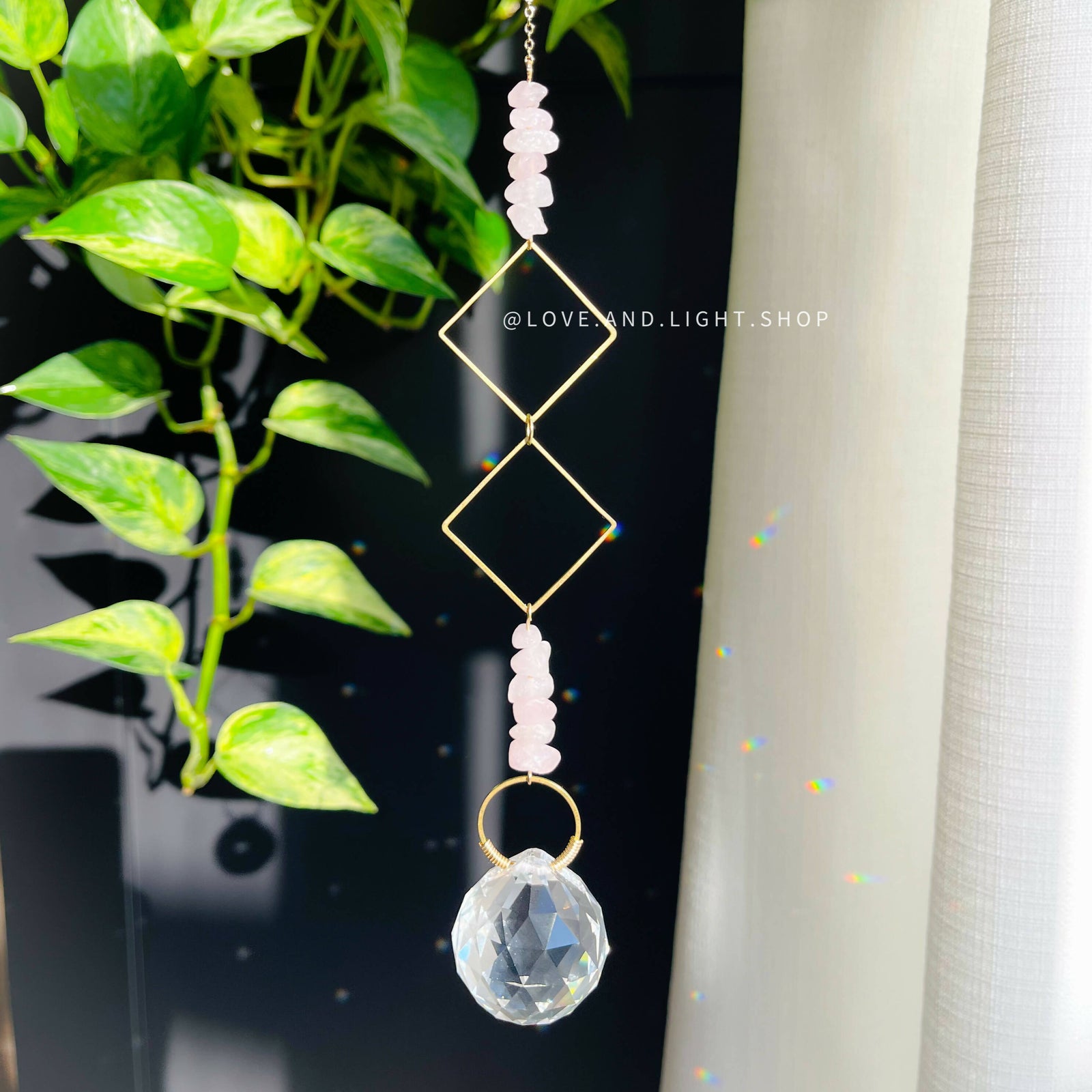 Blue, Pink and Clear Crystal Suncatcher / Glass and Crystal Beads /  Chandelier Crystals / Upcycled / Windchime / Recycled / Free Shipping -   Canada