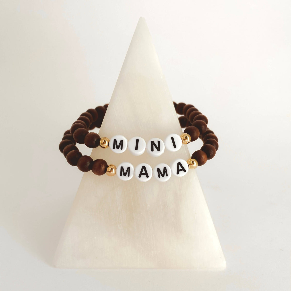 White Lotus Gems | Wooden Bead Bracelet Mama + Me