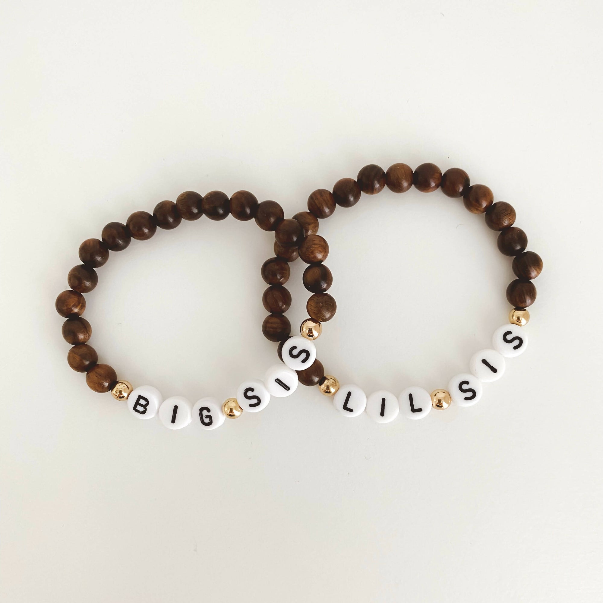 White Lotus Gems | Wooden Bead Kid Bracelet Big and Lil Sis