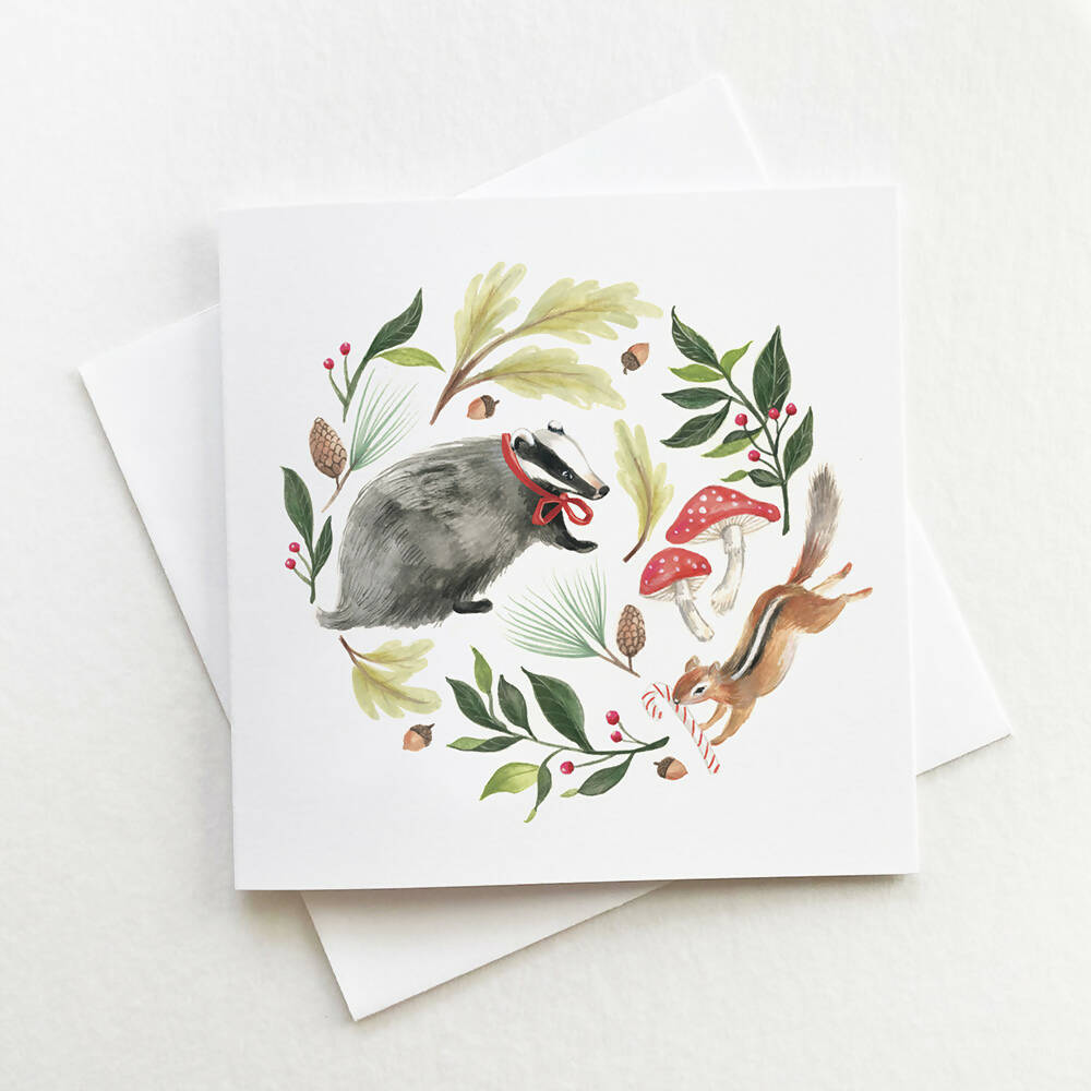 Emilie Simpson Art and Design | Badger And Chipmunk Card