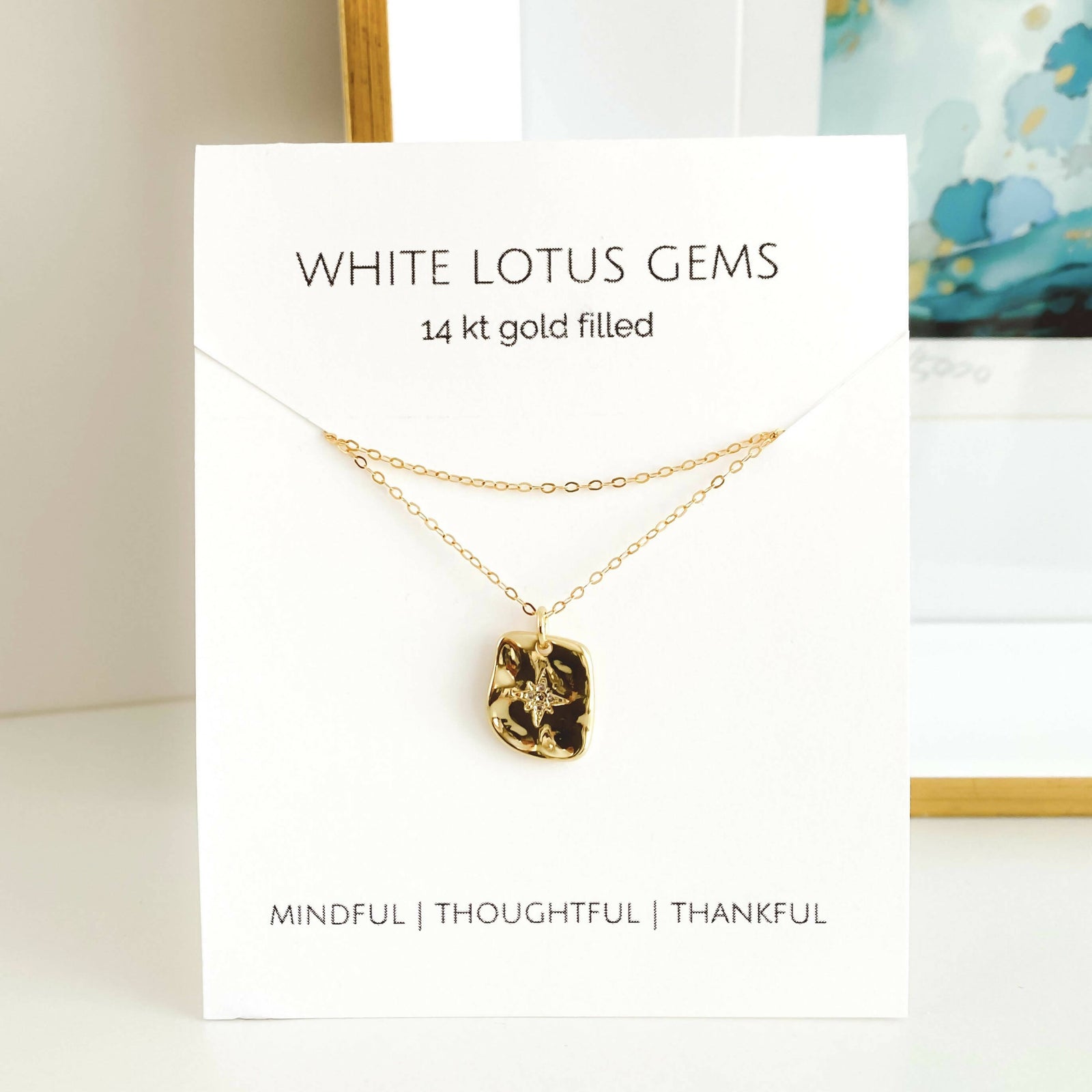 White Lotus Gems | 18kt gold plated The North Star with 14kt Gold Filled Necklace