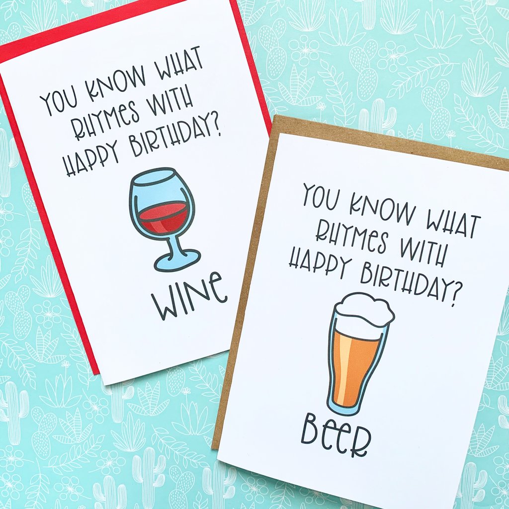 Splendid Greetings | Punny Cards | You Know What Rhymes With Happy Bday? WINE