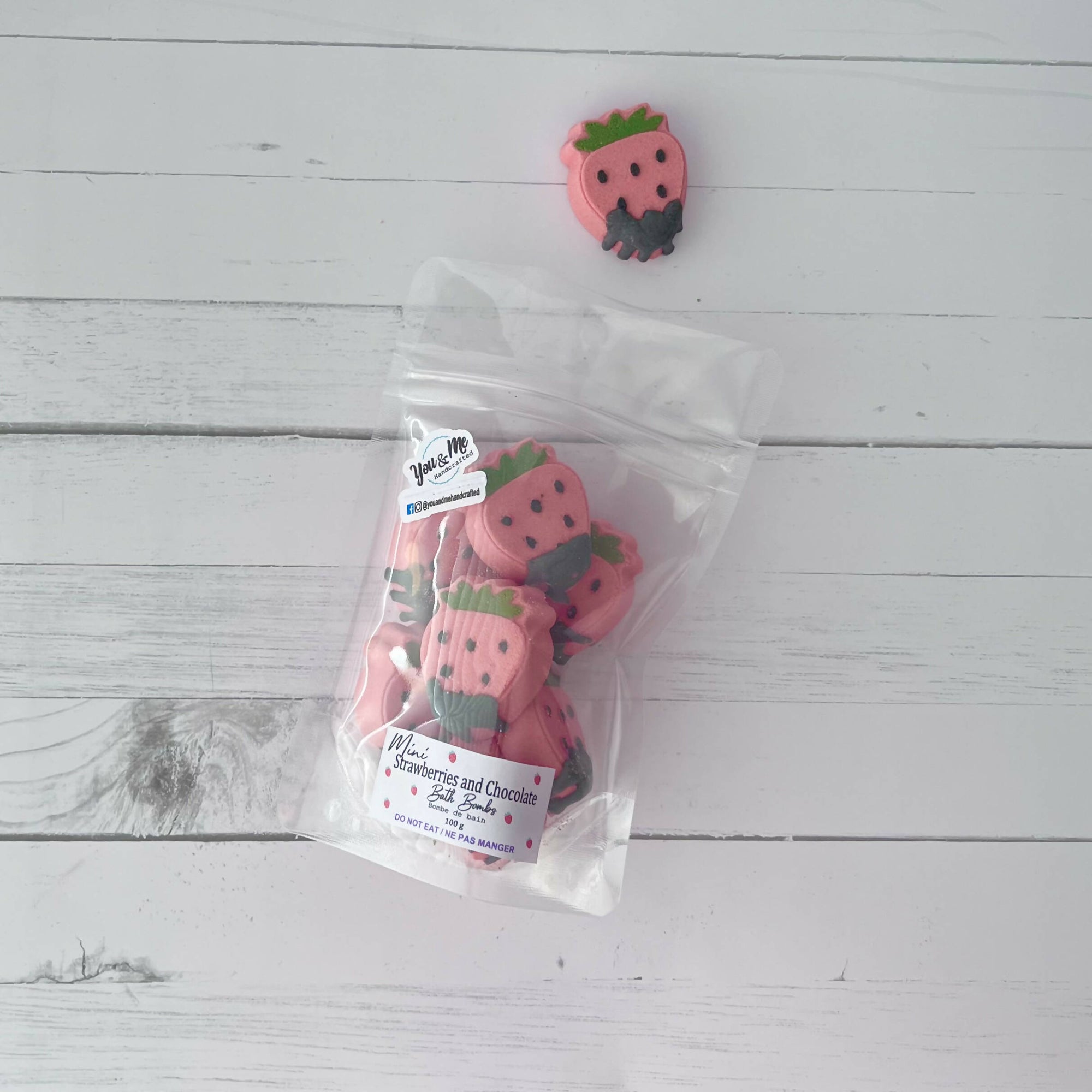 You and Me Handcrafted | Mini Strawberries and Chocolate Bath Bombs