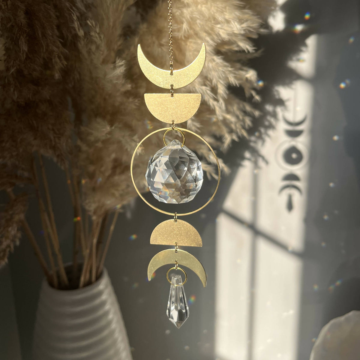 Love + Light | Brass Moon Phase Suncatcher