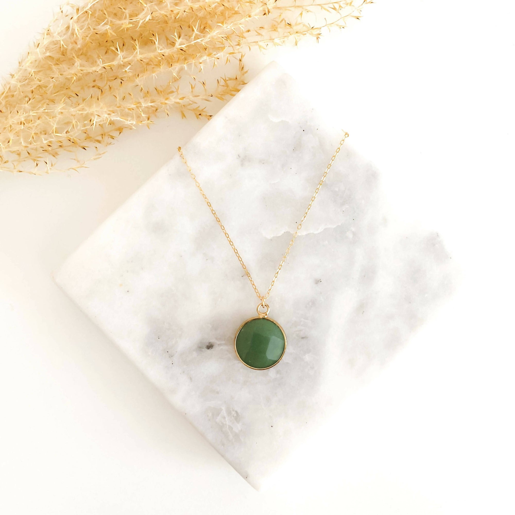 White Lotus Gems | Green Aventurine 14kt Gold Filled Necklace
